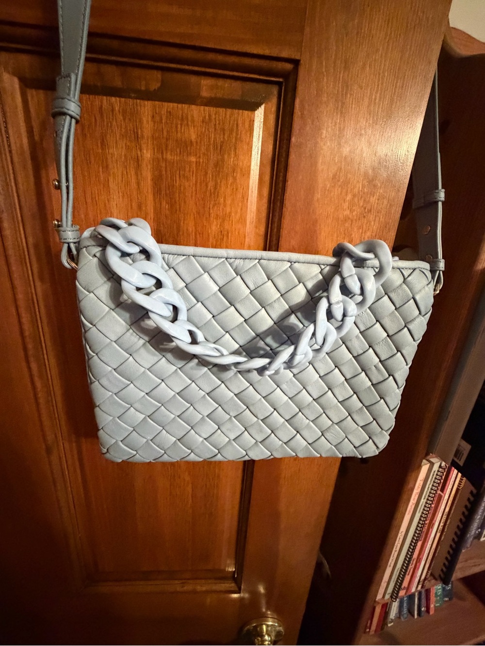 Vince Camuto Adyna Leather Crossbody Bag Cerulean Blue with dust cover